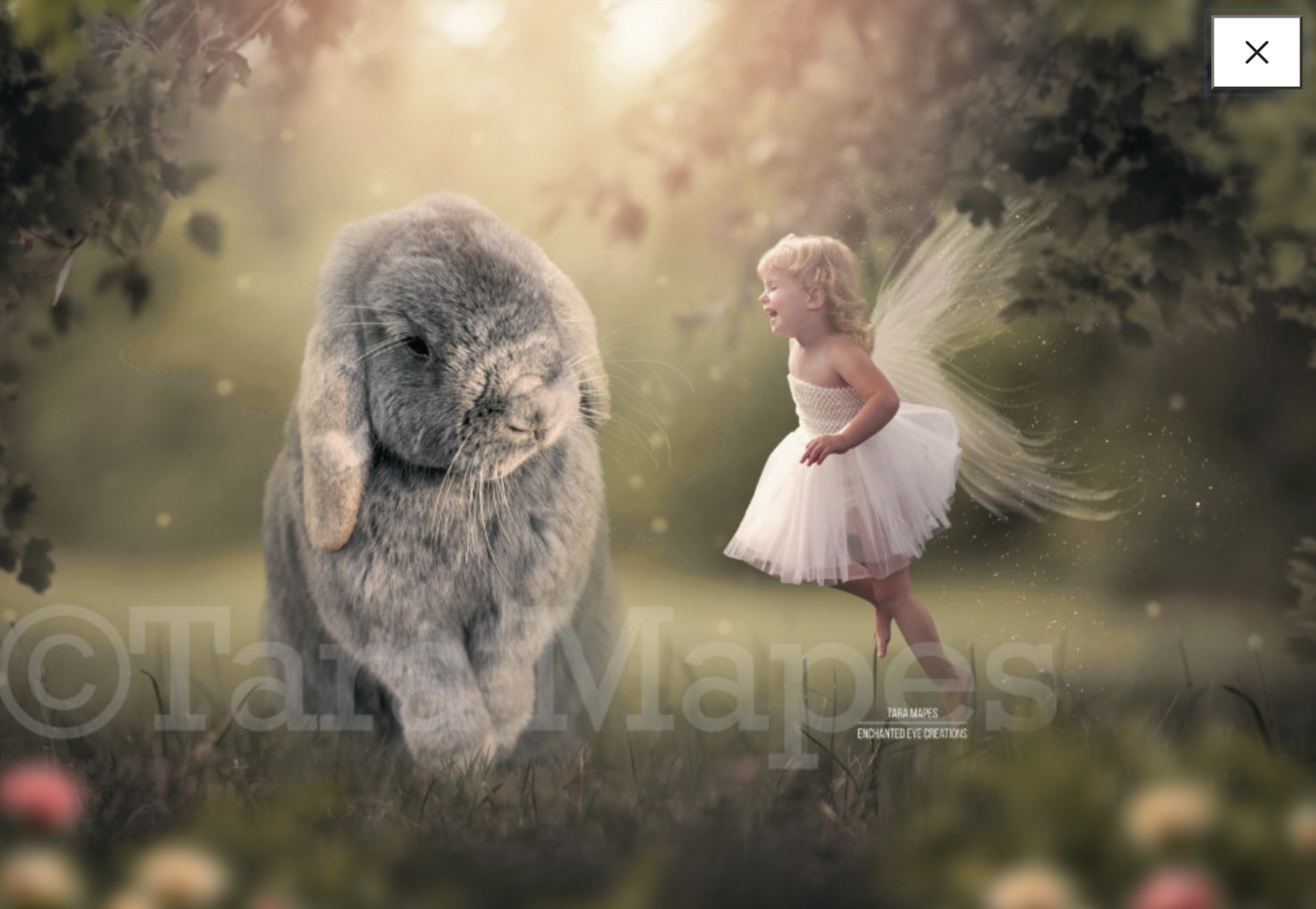 Bunny in Creamy Forest - Rabbit in Field - Bunny in Enchanted Fores - Digital Background Backdrop