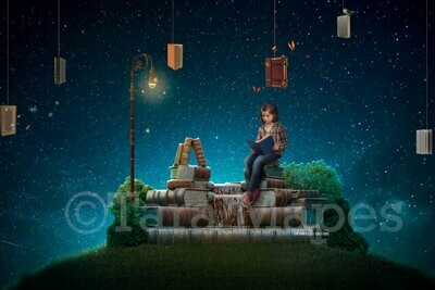 Book Fountain - Magical World - Book Lover- Fountain of Youth - Digital Background