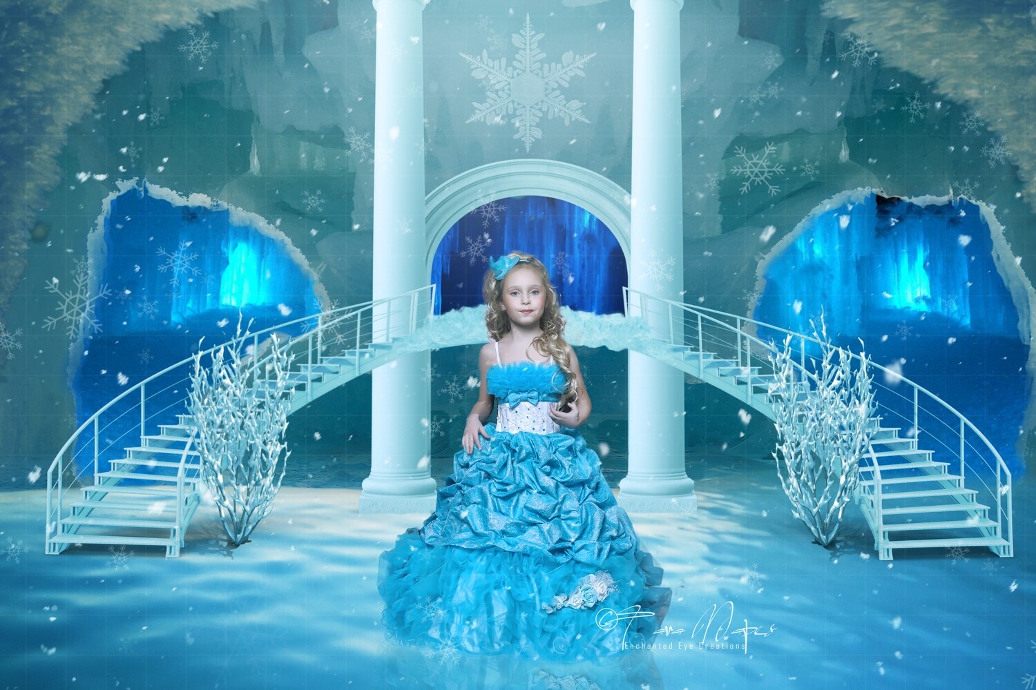 Ice Castle - A Frozen House - Snowy Scene Digital Background Backdrop