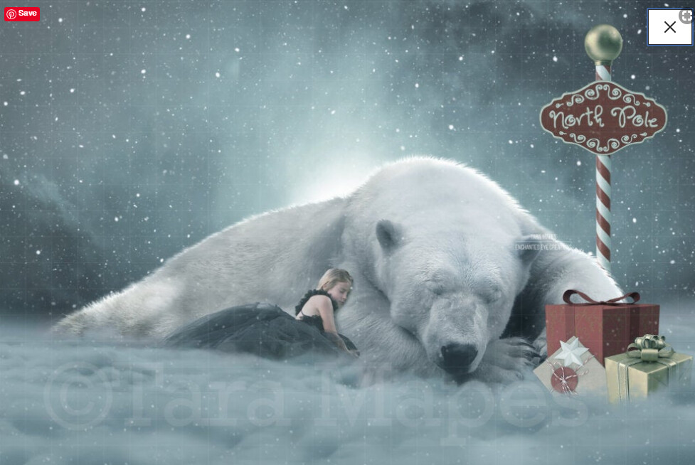 Christmas Polar Bear Digital Background - North Pole Digital Background Backdrop