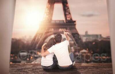 Eiffel Tower Paris Wedding Love Couples Digital Background / Backdrop