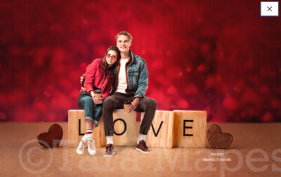 Love Letters - LOVE - Creamy Red Hearts - Valentine Background - Wedding Love - Couples Engagement - Digital Background / Backdrop