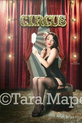Circus Big Top Tent with Hay and Lights Digital Background Backdrop