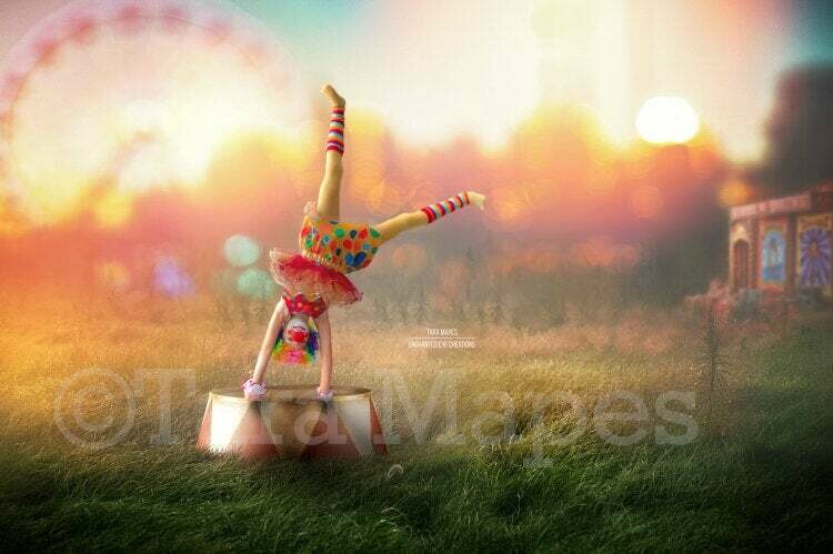 Circus Grounds with Circus Stand - Fairgrounds - Festival - Carnival - Digital Background Backdrop