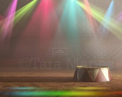 Circus Ring Arena Stage with Colorful Lights Digital Background Backdrop