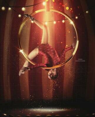 Circus Ring Gold Hoop and Lights Digital Background Backdrop