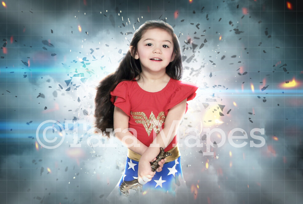 Superhero Explosion Super Hero Digital Background Backdrop