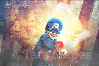 Superhero Fire and Flag Digital Background