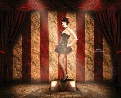 Circus Stage with Lion Stand Digital Background Backdrop