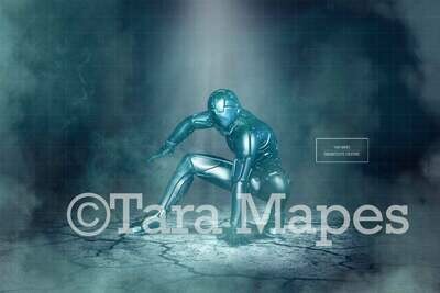 Superhero Punch Cracked Ground Digital Background Backdrop