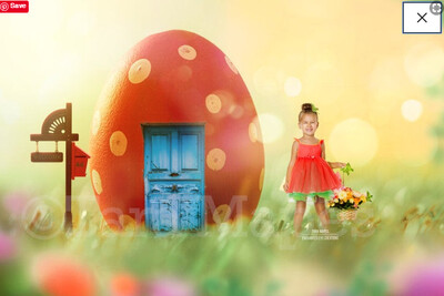 Easter Egg House  - Colorful Digital Background / Backdrop