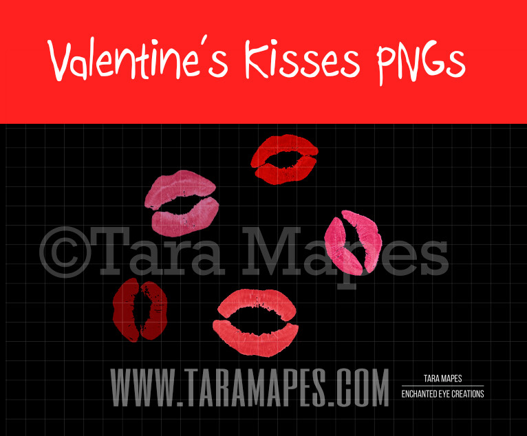 5 Pack of Kisses PNG - Valentine's Kisses - Lips PNG - Kiss Clip art
