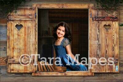 Cottage Window with Books Digital Background Backdrop
