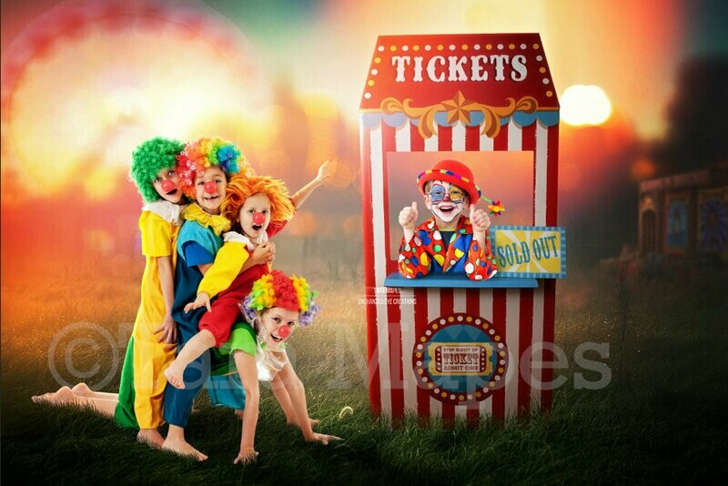 Circus Ticket Booth - Fairgrounds - Festival - Ticket Booth - Digital Background Backdrop