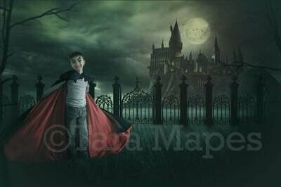 Dracula&#39;s Castle Vampire Halloween Digital Background Backdrop
