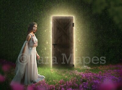 Enchanted Forest Door - Secret Door - Magical Door  Digital Background Backdrop