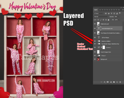 Valentine in a Box Digital Background -  Valentines Day - Layered PSD Digital Background