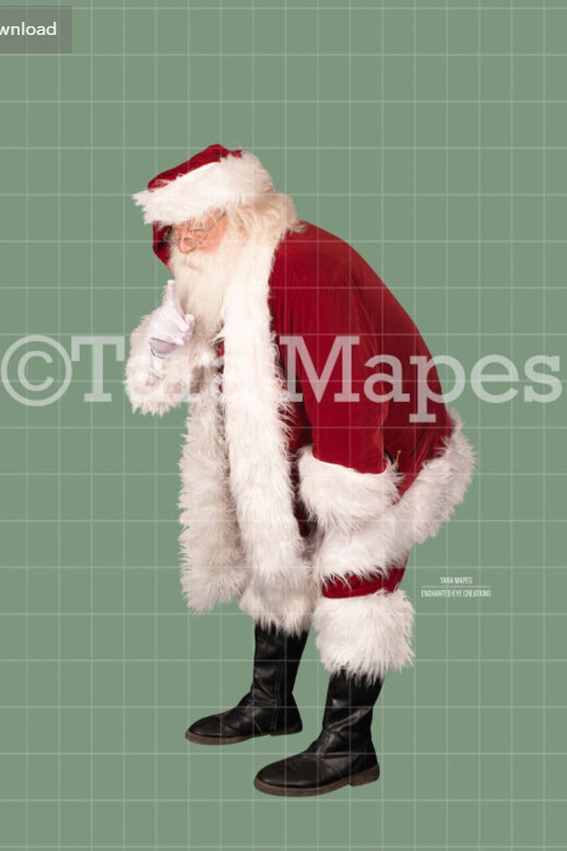 Santa Overlay PNG - Santa Shh Bent Over - Santa Cut Out - Christmas Overlay - Santa PNG - Christmas Overlay