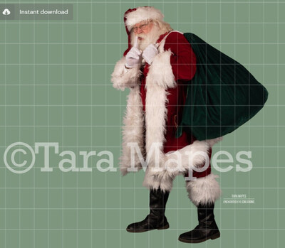 Santa Overlay PNG - Santa Shhh- Santa Cut Out  - Christmas Overlay - Santa PNG - Christmas Overlay