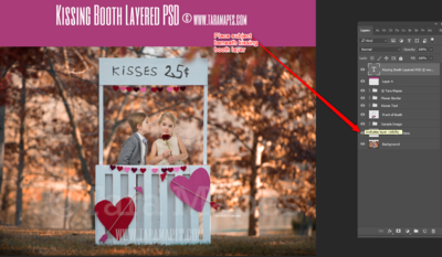 Valentine Kissing Booth Outdoors -  Valentines Day - Layered PSD Digital Background