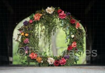 Floral Ring Under Covered Bridge Country Nature Digital Background Backdrop