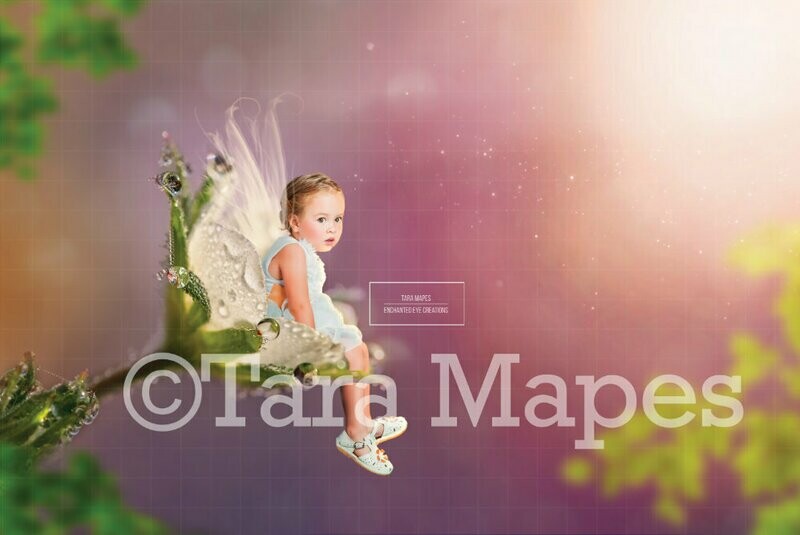 Fairy Sitting in Flower TWO PACK Digital Background
