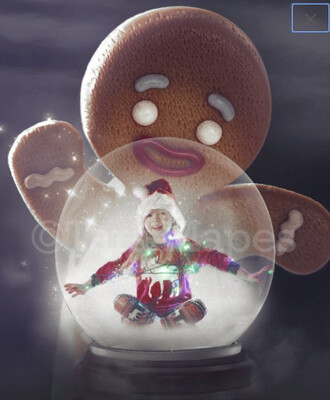 Gingerbread Man Looking in Globe - Gingerbread Man - Gingerbread Man Funny- Christmas Holiday Digital Background Backdrop JPG FILE