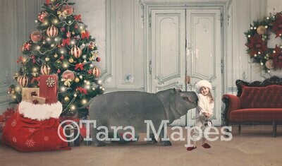 I Want a Hippopotamus For Christmas Digital Background Backdrop