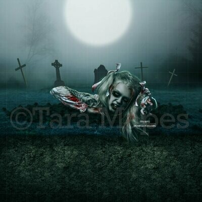 Grave Walker - Graves -  Cemetary - Halloween - Forest Graveyard - Grave Dirt Partition - Digital Background Backdrop