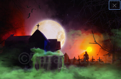 Halloween Digital Backdrop - Witch Background Cauldron in Woods Digital Background / Backdrop