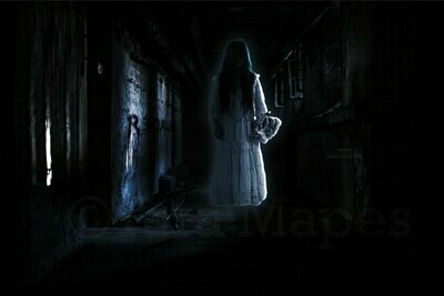 Halloween Levitation Abandoned Building Hospital Digital Background Backdrop
