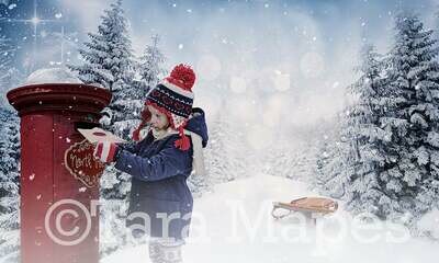 North Pole Mailbox Letters to Santa Christmas Digital Background