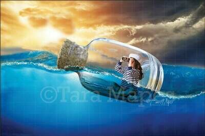 Message in a Bottle Sailor Digital Background / Backdrop