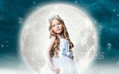 Halloween Moon  - Princess Moon - Moon and Stars Halloween Digital Background Backdrop