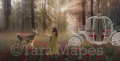 Princess in Forest with Carriage Digital Background