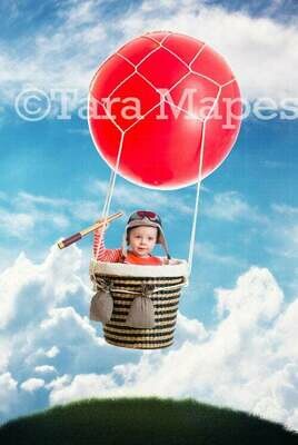 Small  Hot Air Balloon Digital Background / Backdrop