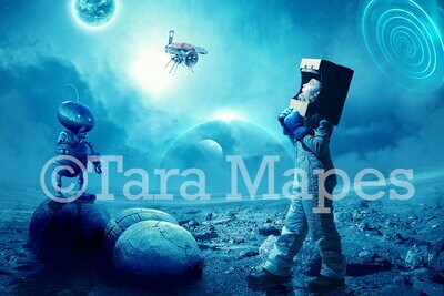 Space Digital Backdrop  Space Robot Digital Background