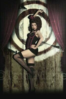Vintage Circus Curtain and Knife Throwing Target Backdrop Digital Background Backdrop