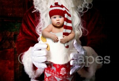 Santa with Stocking- Santa Newborn Background - Winter Holiday Christmas Digital Background Backdrop