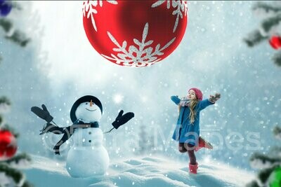 Snowman Christmas Ornament Snow Digital Background Backdrop