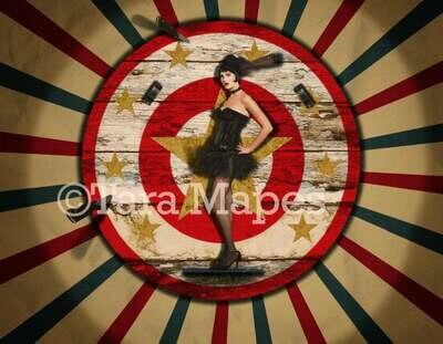 Vintage Circus Knife Throwing Wheel Target Backdrop Digital Background Backdrop