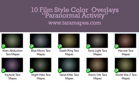 10 Film Style Overlays - Photoshop Color Films &quot;Paranormal Activity&quot; -  Photoshop Overlays by Tara Mapes