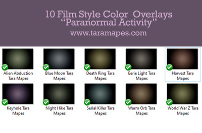 10 Film Style Overlays - Photoshop Color Films "Paranormal Activity" -  Photoshop Overlays by Tara Mapes