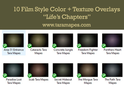 10 Film Style Overlays - Photoshop Texture - Color Grading "Life's Chapters" -  Photoshop Overlays by Tara Mapes