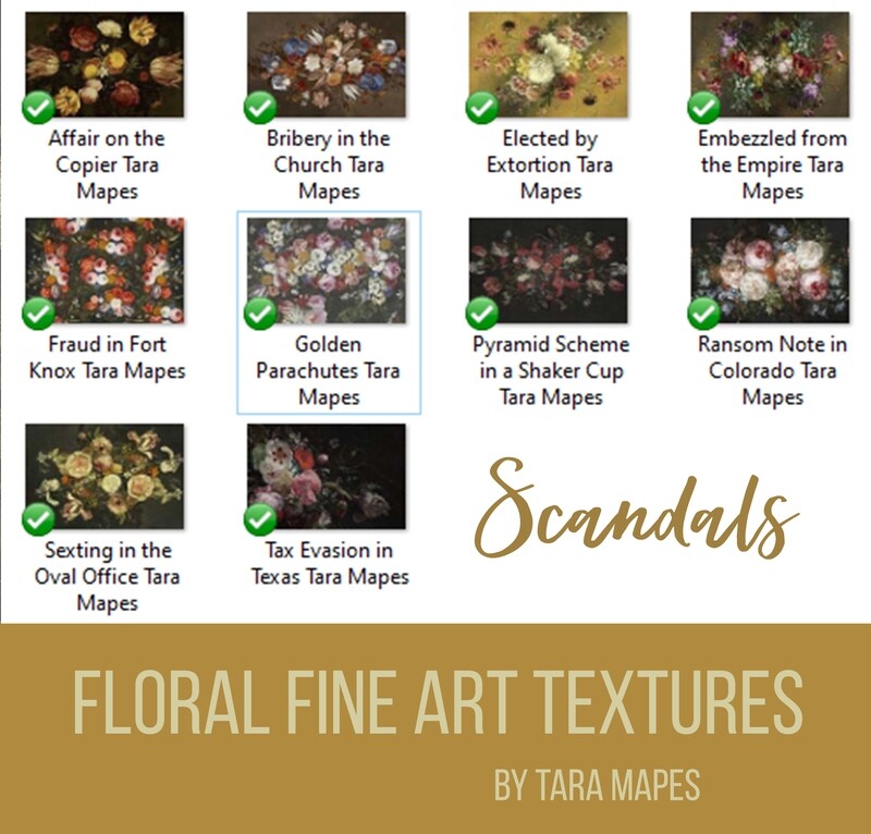 10 Old Masters Floral Textures -Floral Backdrops - Digital Backgrounds - SCANDALS Photoshop Overlays by Tara Mapes