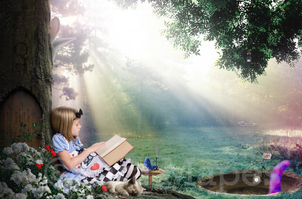 Alice by Tree -Alice in Wonderland inspired- Tunnel - Digital Background / Backdrop