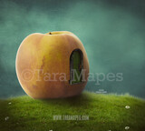 Peach House on a Hill -Whimsical Scene - Giant Peach- Digital Background Backdrop