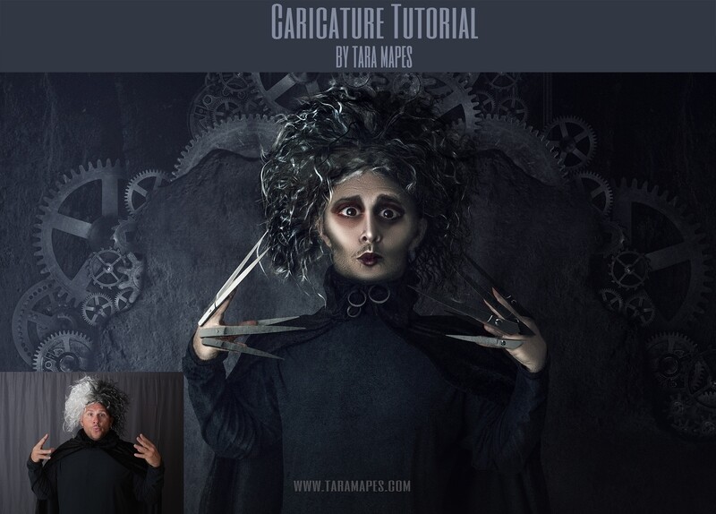 Edward Scissorhands Caricature Tutorial by Tara Mapes - Photomanipulation and Surreal Editing Tutorial