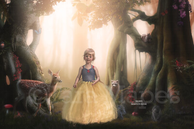 Snow White Forest - Animals in Forest - Animals in Enchanted Forest Digital Background Backdrop