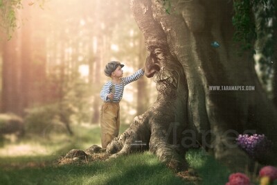 Enchanted Tree - Tree Face - Talking Tree - Giving Tree- Magical Tree - Enchanted Forest Digital Background Backdrop